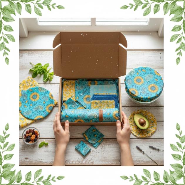 Kitchen Starter Gift Box (Mixed Fabric + Bag + Bowl Lid)